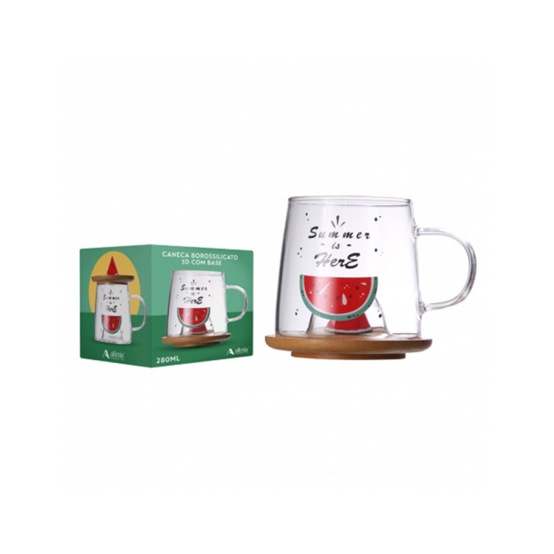 CANECA BOROSSILICATO COM BASE 3D MELANCIA 280ML REF: 223076 CANECA BOROSSILICATO COM BASE 3D MELANCIA 280ML REF: 223076