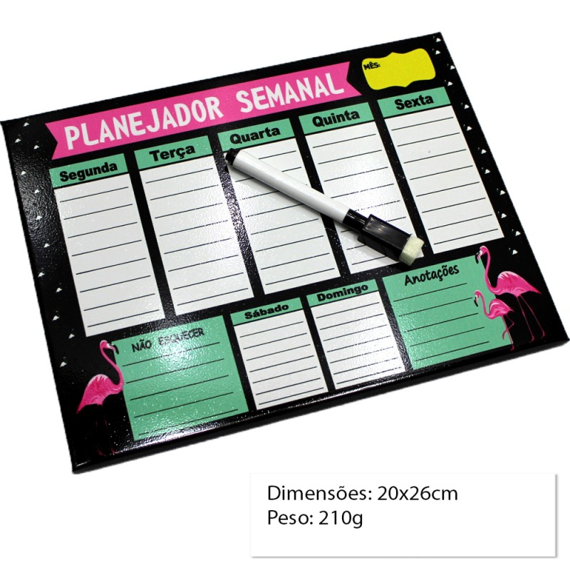 PLANEJADOR SEMANAL MODELO FLAMINGOS 20X26 REF: PP 12
