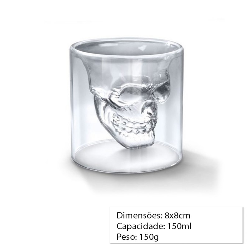 CANECA SHOT DE VIDRO 150ML MOD.CAVEIRA CANECA SHOT DE VIDRO 150ML MOD.CAVEIRA