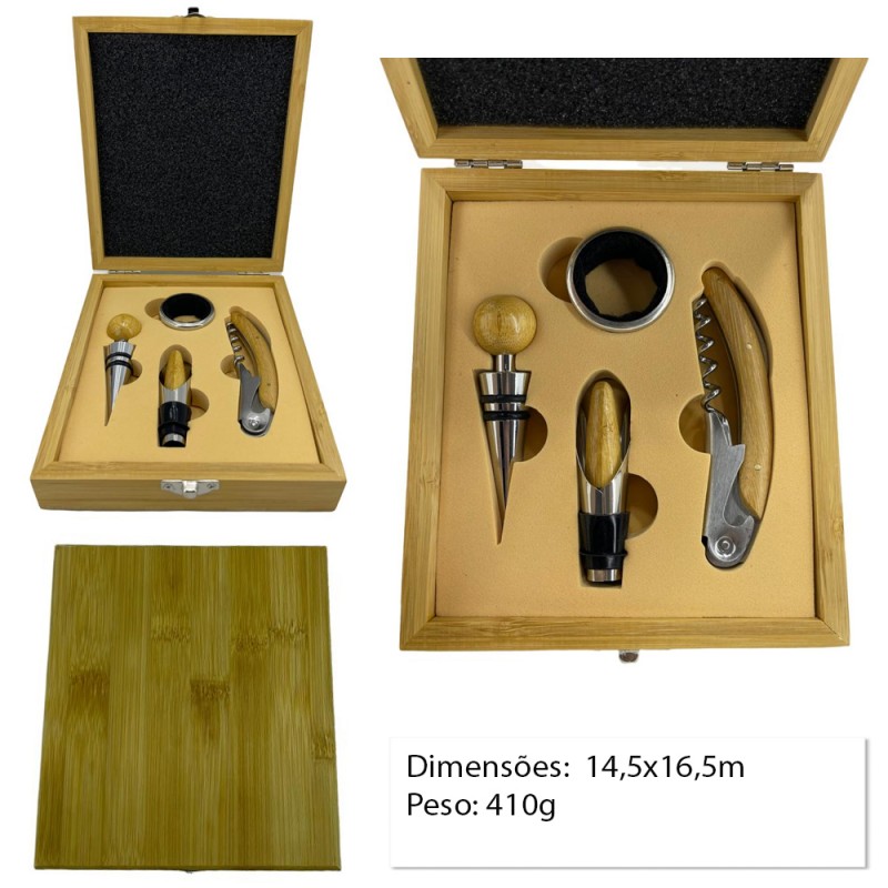 KIT DE ACESSÓRIOS PARA VINHO EM METAL REF: APJU-B4 KIT DE ACESSÓRIOS PARA VINHO EM METAL REF: APJU-B4