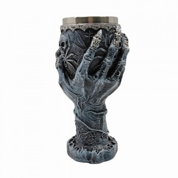 TAÇA MEDIEVAL MODELO MÃO E CAVEIRA INOX EM RESINA 180ML REF: 220037A TAÇA MEDIEVAL MODELO MÃO E CAVEIRA INOX EM RESINA 180ML REF: 220037A