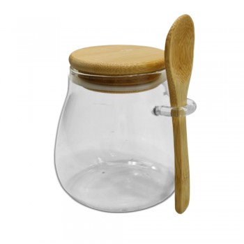 POTE DE VIDRO COM TAMPA COLHER DE BAMBU 850ML REF: APE850 POTE DE VIDRO COM TAMPA COLHER DE BAMBU 850ML REF: APE850