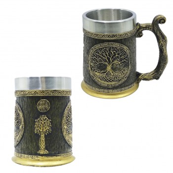 CANECA MODELO ÁRVORE DA VIDA COM ALÇA CAPACIDADE 600ML EM METAL INOX E REVESTIDA DE RESINA DE PVC REF: AP230036B CANECA MODELO ÁRVORE DA VIDA COM ALÇA CAPACIDADE 600ML EM METAL INOX E REVESTIDA DE RESINA DE PVC REF: AP230036B