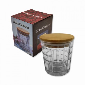 POTE DECORATIVO DE VIDRO COM TAMPA EM BAMBU 250ML REF: FR222519 POTE DECORATIVO DE VIDRO COM TAMPA EM BAMBU 250ML REF: FR222519