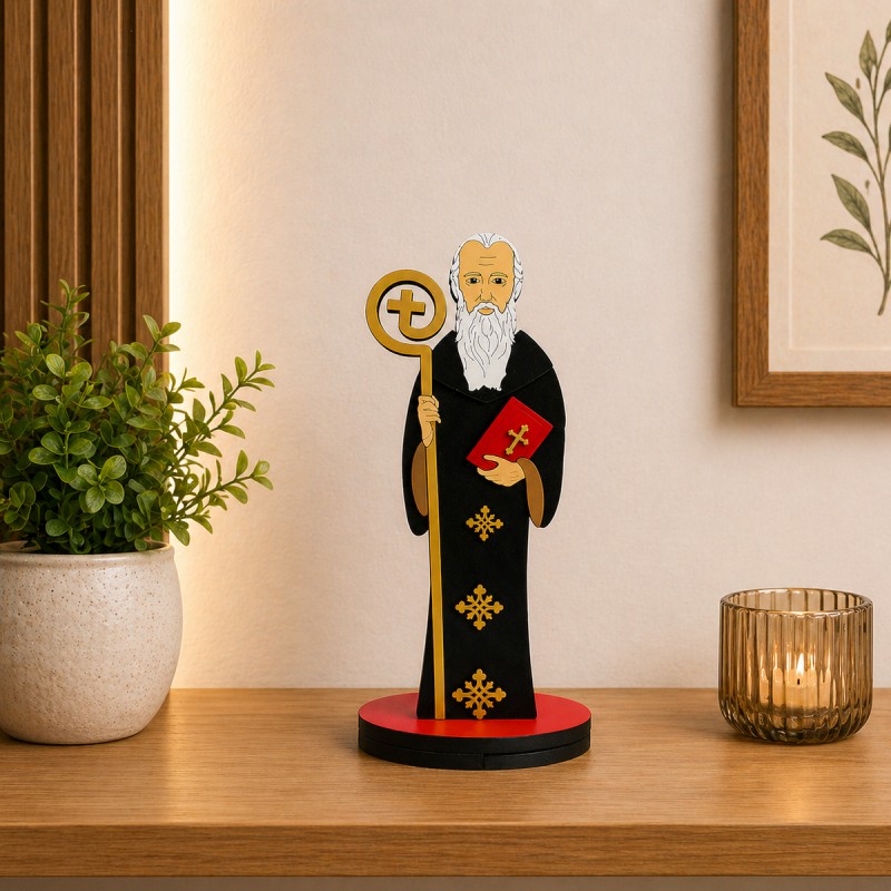 ENFEITE DECORATIVO MODELO SÃO BENTO DE MADEIRA REF: 000093 ENFEITE DECORATIVO MODELO SÃO BENTO DE MADEIRA REF: 000093