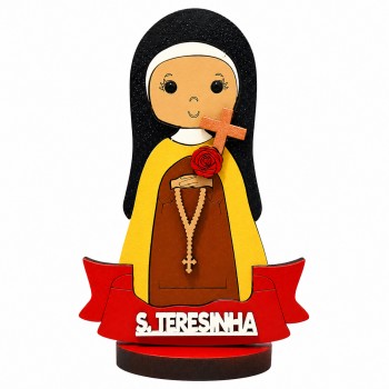 MINI ENFEITE DECORATIVO MODELO SANTA TERESINHA DE MADEIRA REF: 000165