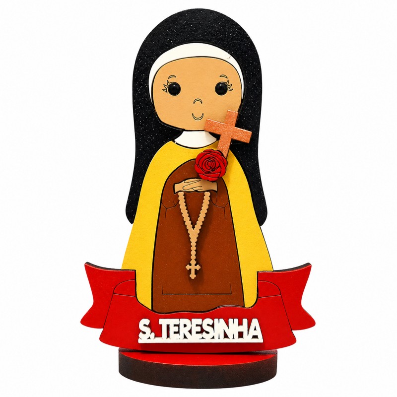 MINI ENFEITE DECORATIVO MODELO SANTA TERESINHA DE MADEIRA REF: 000165 MINI ENFEITE DECORATIVO MODELO SANTA TERESINHA DE MADEIRA REF: 000165