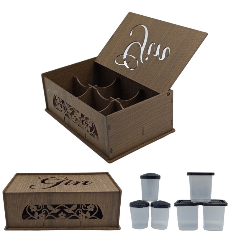 CAIXA DE GIN COM RECIPIENTES REF: 04183 CAIXA DE GIN COM RECIPIENTES REF: 04183