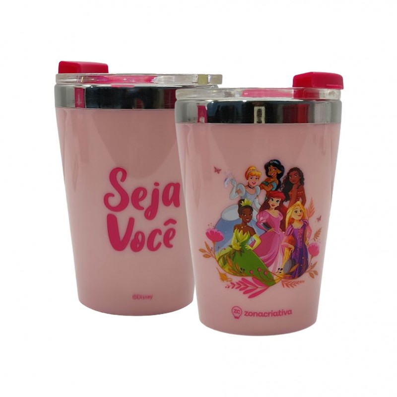 COPO DE VIAGEM MODELO PRINCESAS SEJA VOCÊ EM INOX 300ML REF: 10026057 COPO DE VIAGEM MODELO PRINCESAS SEJA VOCÊ EM INOX 300ML REF: 10026057