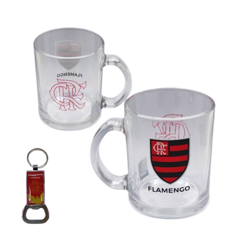 CANECA DE VIDRO MODELO FLAMENGO 320ML REF: TWZB13150B-5 CANECA DE VIDRO MODELO FLAMENGO 320ML REF: TWZB13150B-5