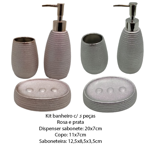 KIT BANHEIRO PORCELANA ROSA C/ 3PÇS REF: SXTE-5188 KIT BANHEIRO PORCELANA ROSA C/ 3PÇS REF: SXTE-5188