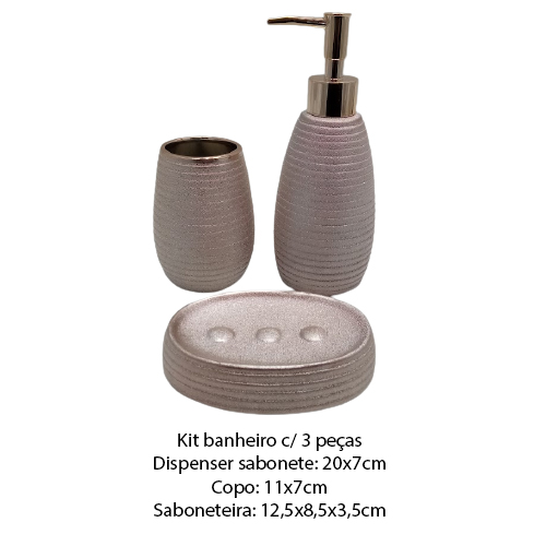KIT BANHEIRO PORCELANA ROSA C/ 3PÇS REF: SXTE-5188 KIT BANHEIRO PORCELANA ROSA C/ 3PÇS REF: SXTE-5188