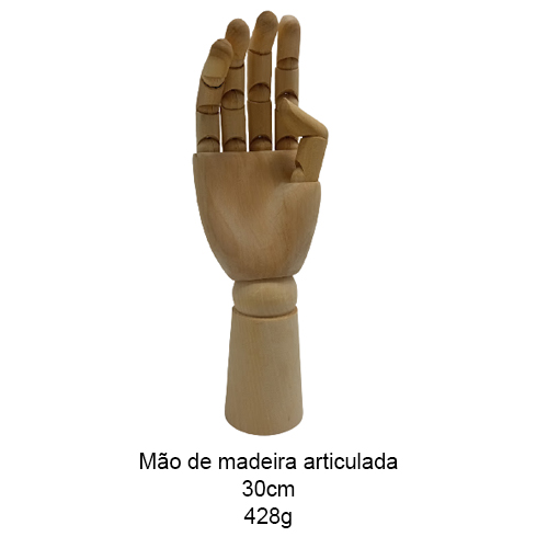 MÃO DE MADEIRA ARTICULÁVEL 30CM REF: M12 MÃO DE MADEIRA ARTICULÁVEL 30CM REF: M12