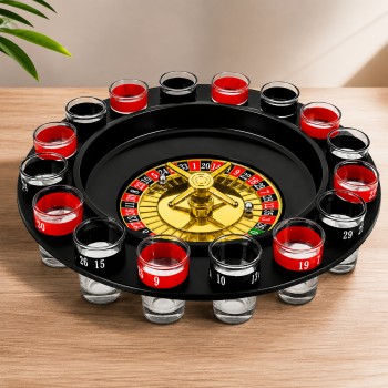 JOGO DRINKS ROLETA COM 16 COPOS SHOT DE VIDRO REF: 1492