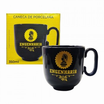 CANECA PROFISSÕES MODELO ENGENHARIA EM PORCELANA PRETA 350ML REF: 401904