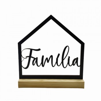 PLACA CASINHA & FAMILIA EM MDF COM BASE EM MADEIRA REF: 2133 PLACA CASINHA & FAMILIA EM MDF COM BASE EM MADEIRA REF: 2133