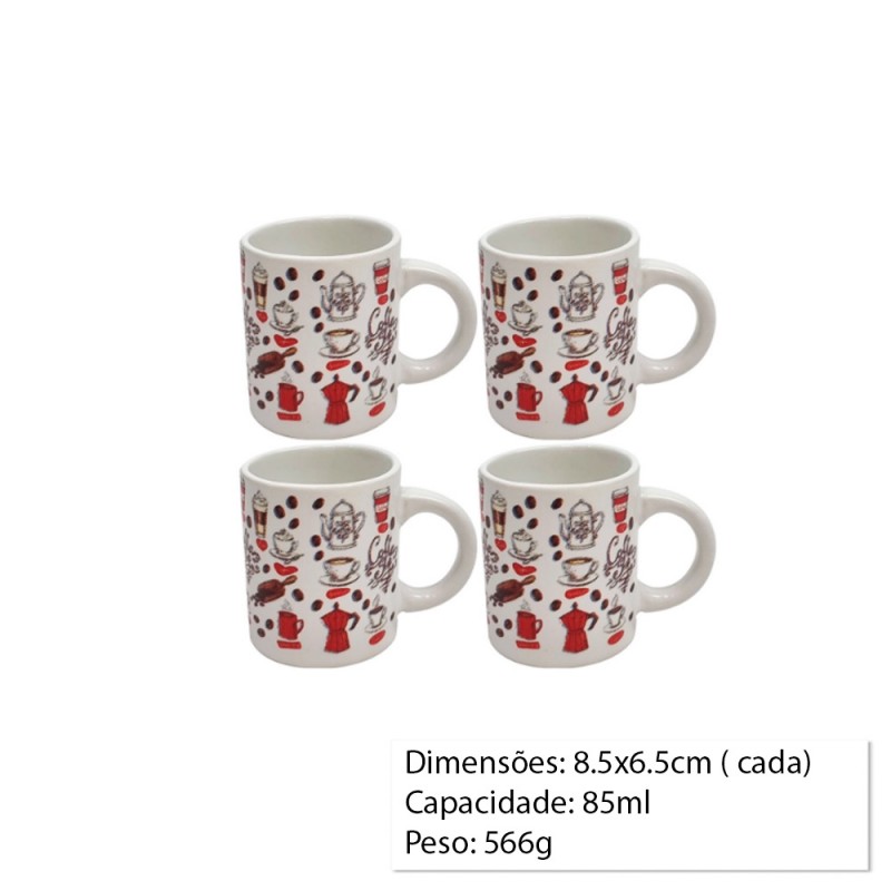 CONJUNTO 4 XICARAS DE CAFE REF: 4042