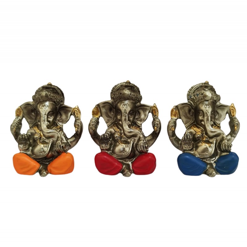 ENFEITE DECORATIVO EM RESINA MODELO GANESHA COM 3 PEÇAS REF: MRES-B147 ENFEITE DECORATIVO EM RESINA MODELO GANESHA COM 3 PEÇAS REF: MRES-B147