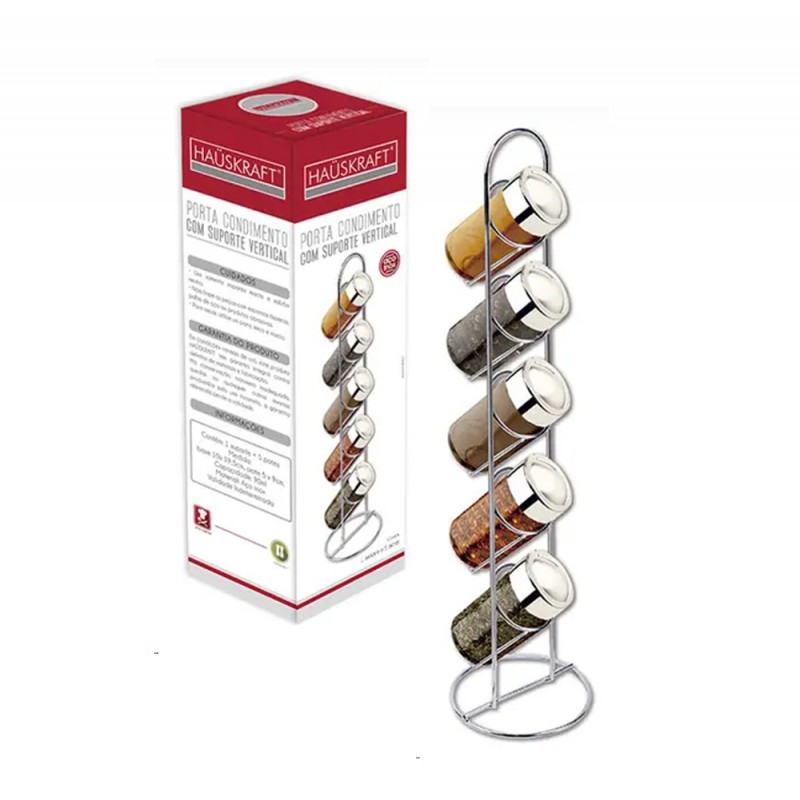 PORTA TEMPERO EM METAL COM 5 POTES REF: PCON-001 PORTA TEMPERO EM METAL COM 5 POTES REF: PCON-001