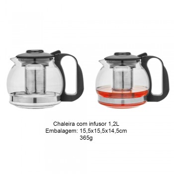 CHALEIRA DE VIDRO COM INFUSOR 1,2L REF: CHLR-007 CHALEIRA DE VIDRO COM INFUSOR 1,2L REF: CHLR-007