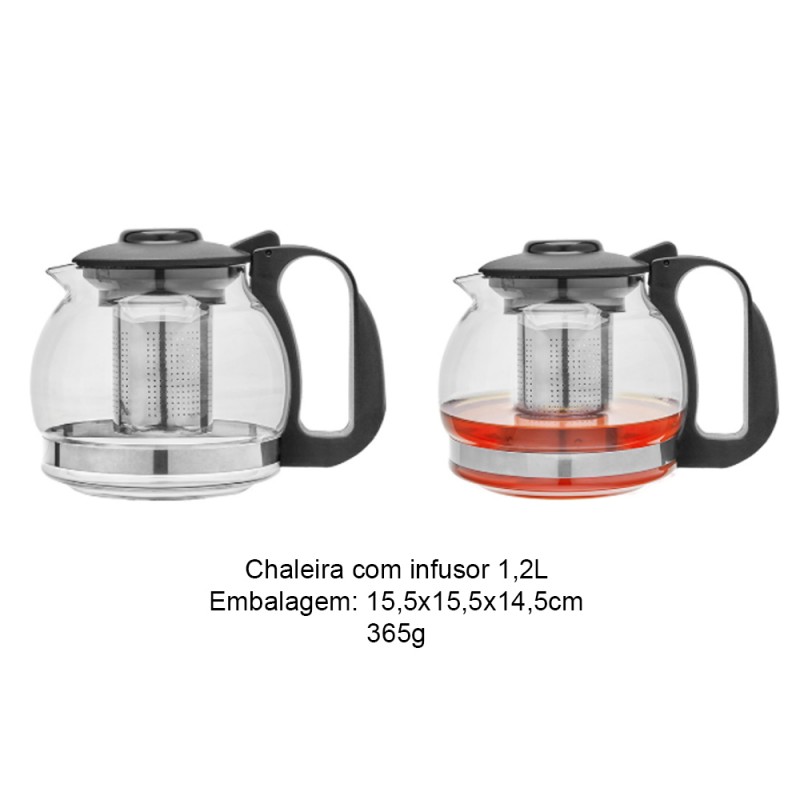 CHALEIRA DE VIDRO COM INFUSOR 1,2L REF: CHLR-007 CHALEIRA DE VIDRO COM INFUSOR 1,2L REF: CHLR-007