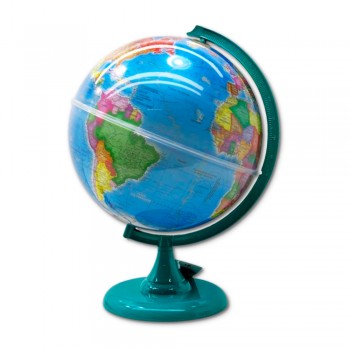 GLOBO TERRESTRE 30CM BASE COR TURQUESA EM PLÁSTICO COM LED BRANCA REF: 313475