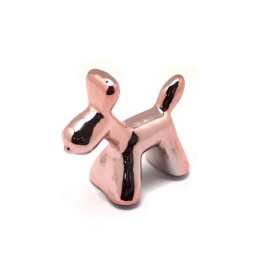 ENFEITE CACHORRO EM CERAMICA ROSE ENFEITE CACHORRO EM CERAMICA ROSE