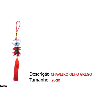 CHAVEIRO OLHO GREGO C/ PIMENTINHAS. TAM: 8X12X0.5CM CHAVEIRO OLHO GREGO C/ PIMENTINHAS. TAM: 8X12X0.5CM