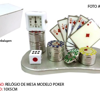 JOGOS DE CASSINO EM MINIATURA C/ RELÓGIO. TAM: 11x5.5x6CM JOGOS DE CASSINO EM MINIATURA C/ RELÓGIO. TAM: 11x5.5x6CM