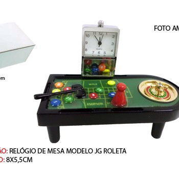 MESA DE CASSINO EM MINIATURA C/ RELÓGIO. TAM: 8x3.6x4.5CM MESA DE CASSINO EM MINIATURA C/ RELÓGIO. TAM: 8x3.6x4.5CM