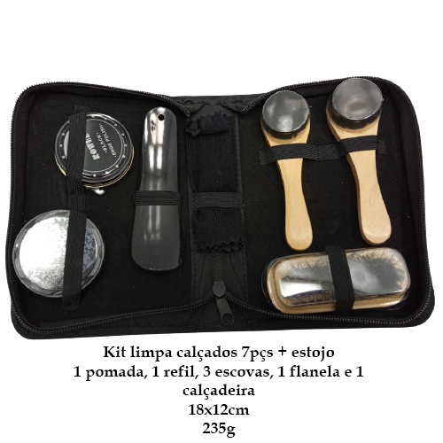 KIT ENGRAXAR SAPATOS 7 PEÇAS + ESTOJO REF: MES37 KIT ENGRAXAR SAPATOS 7 PEÇAS + ESTOJO REF: MES37