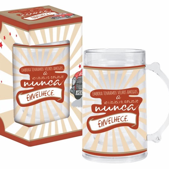 CANECA GEL EM PLÁSTICO MODELO VELHOS AMIGOS 460ML  REF: 43-440