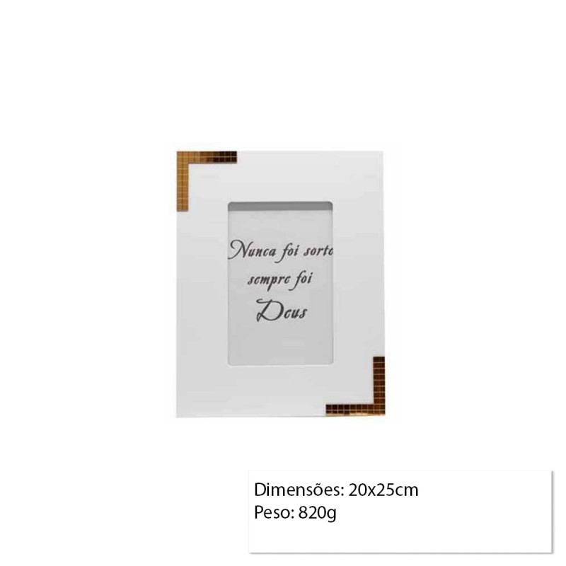 PORTA RETRATO MDF 20X25 BRANCO E DOURADO REF: PF-1244-8