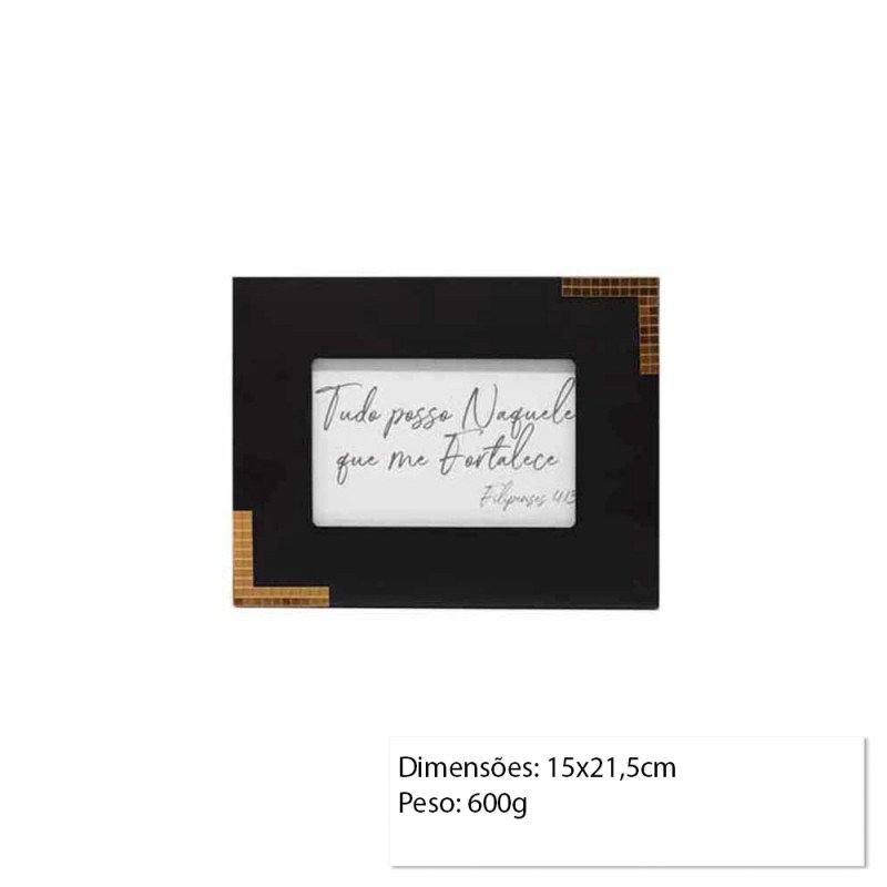 PORTA RETRATO MDF 15X21 PRETO E DOURADO REF: PF-1245-6 PORTA RETRATO MDF 15X21 PRETO E DOURADO REF: PF-1245-6
