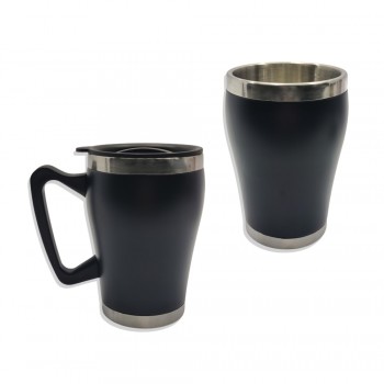 CANECA COM TAMPA EM INOX E PLÁSTICO 320ML REF: MG-9035 CANECA COM TAMPA EM INOX E PLÁSTICO 320ML REF: MG-9035