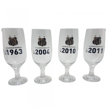 TAÇA CERVEJA COM 4 PEÇAS 300ML SANTOS  REF: 774037