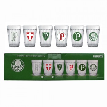KIT 6 COPOS AMERICANOS MODELO PALMEIRAS EM VIDRO 190ML REF: 2916038 KIT 6 COPOS AMERICANOS MODELO PALMEIRAS EM VIDRO 190ML REF: 2916038