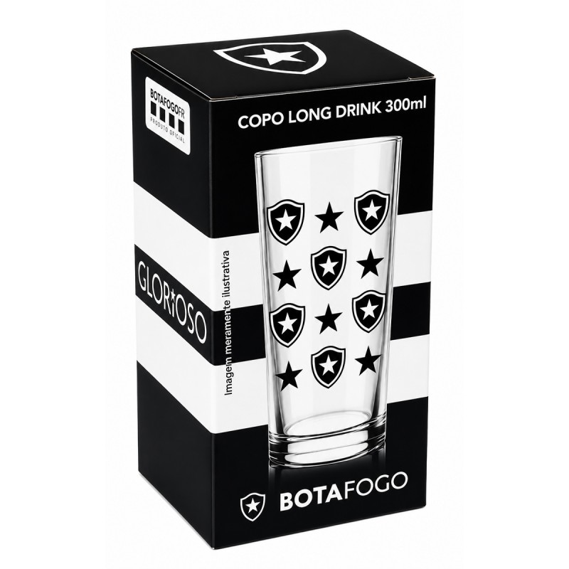 COPO CYLINDER DE VIDRO 300ML MODELO BOTAFOGO REF: 206032