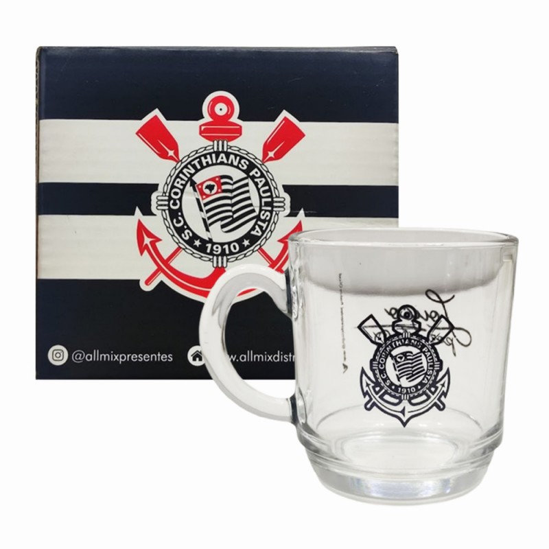 CANECA ASPEN MODELO CORINTHIANS EM VIDRO 300ML REF: 590939 CANECA ASPEN MODELO CORINTHIANS EM VIDRO 300ML REF: 590939