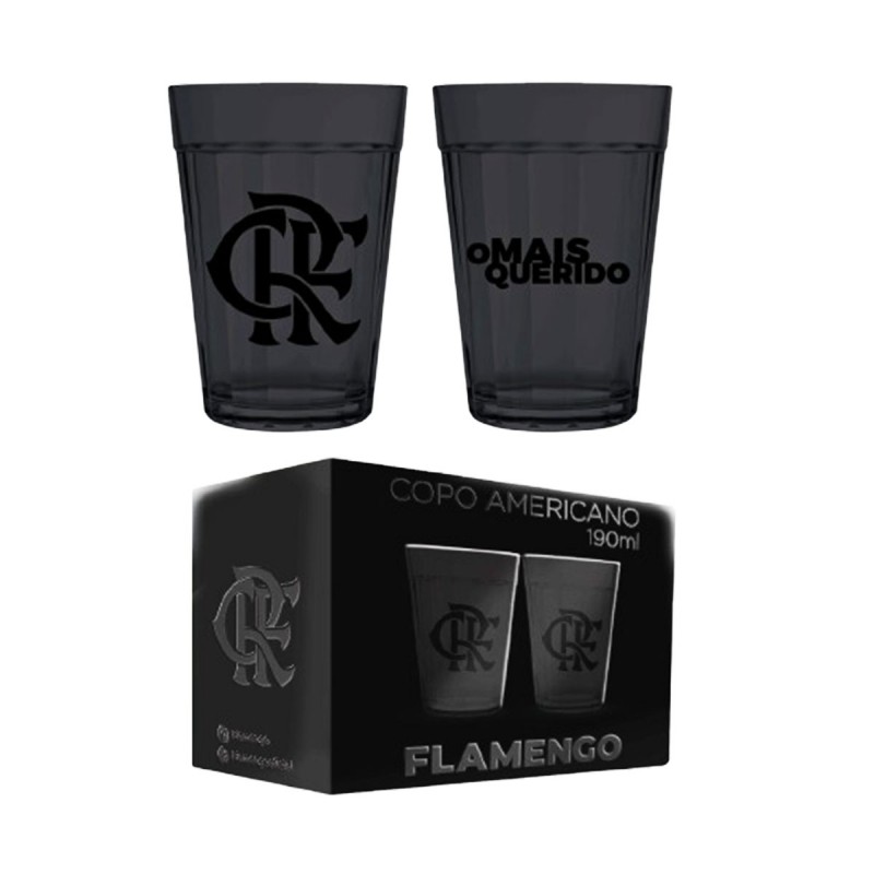 KIT 2 COPOS AMERICANOS MODELO FLAMENGO EM VIDRO 190ML REF: 20103333 KIT 2 COPOS AMERICANOS MODELO FLAMENGO EM VIDRO 190ML REF: 20103333