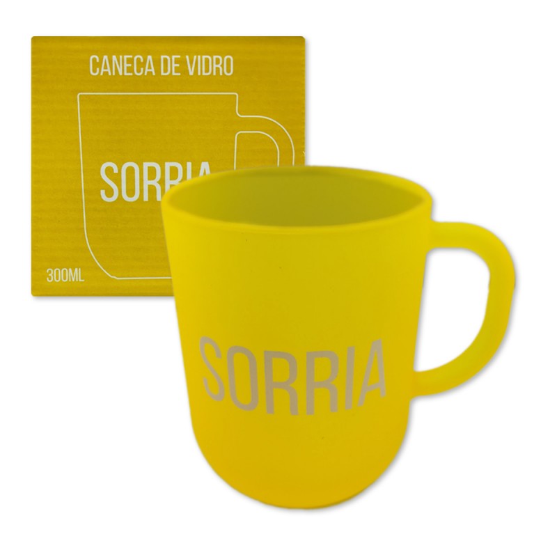 CANECA EMOÇÕES FOSCA MODELO SORRIA EM VIDRO 300ML REF: 590604 CANECA EMOÇÕES FOSCA MODELO SORRIA EM VIDRO 300ML REF: 590604