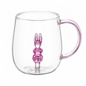 CANECA BOROSSILICATO DE VIDRO 350ML MODELO COELHO 3D REF: 223049