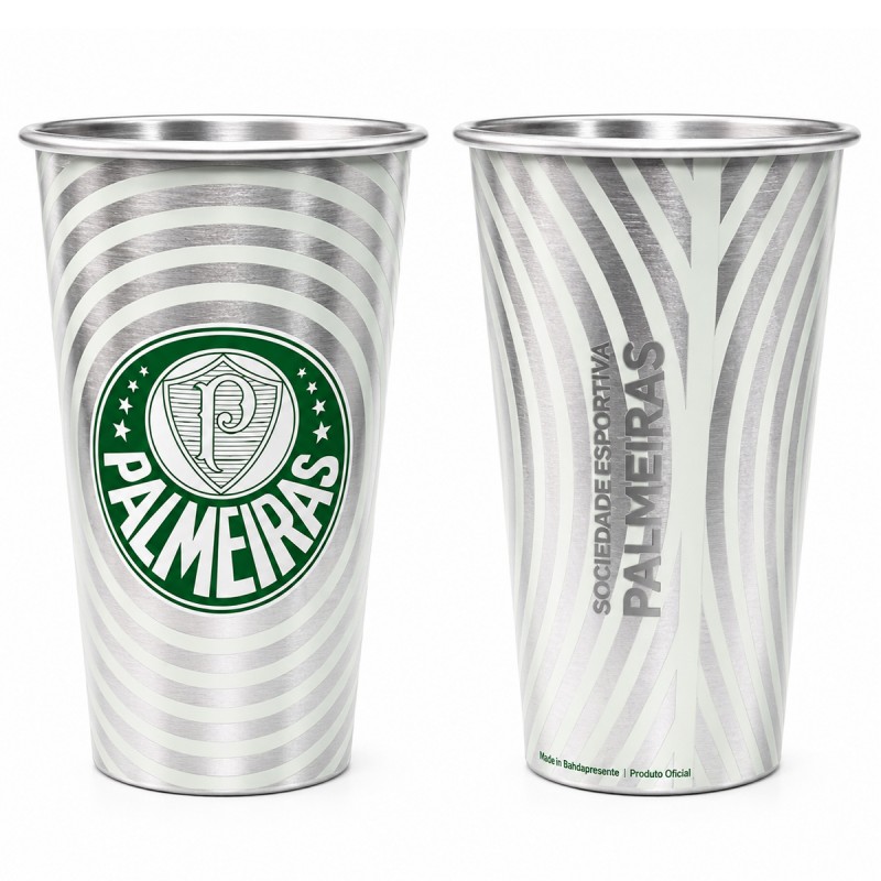 COPO TÉRMICO INOX 450ML COM REAÇÃO TÉRMICA MODELO PALMEIRAS REF: 131338