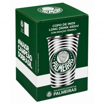 COPO TÉRMICO INOX 450ML COM REAÇÃO TÉRMICA MODELO PALMEIRAS REF: 131338
