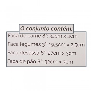 KIT FACAS 4 PEÇAS INOX REF: CK5967 KIT FACAS 4 PEÇAS INOX REF: CK5967