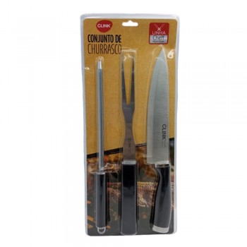 KIT CHURRASCO 3 PEÇAS INOX  REF: CK5968 