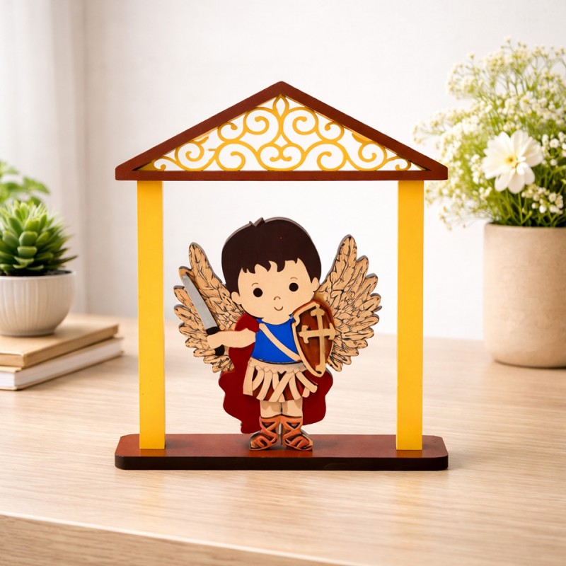 ENFEITE DECORATIVO DE MESA MODELO SANTINHOS DE MADEIRA REF: 004657