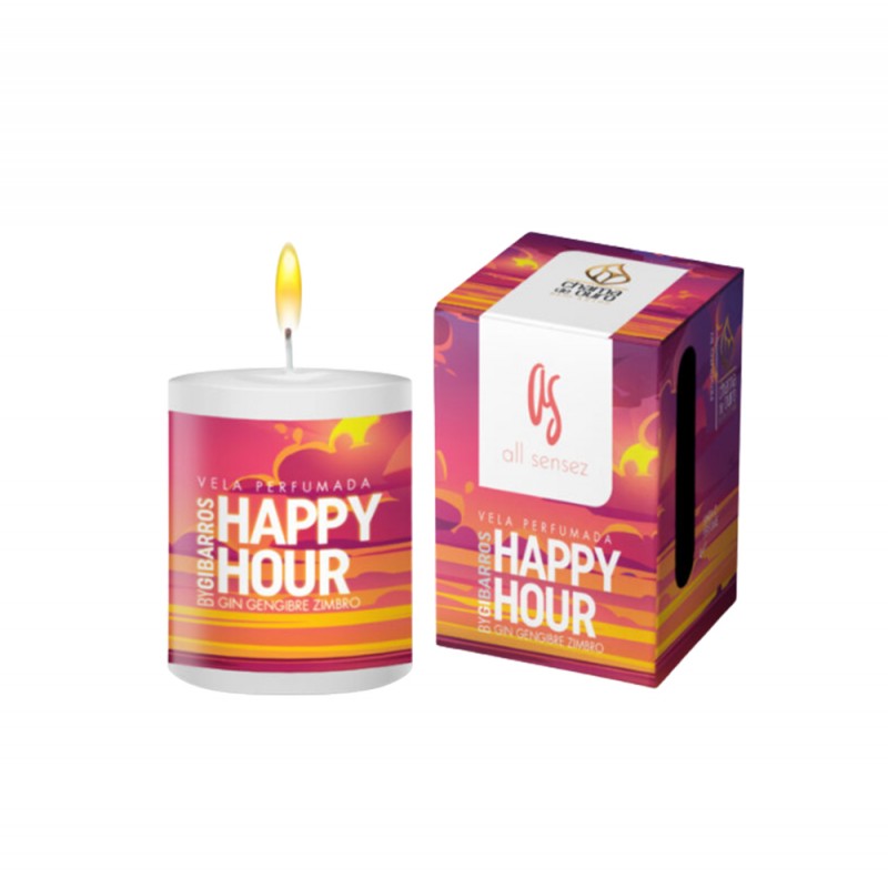 VELA PERFUMADA HAPPY HOUR GIN GENGIBRE E ZIMBRO 60G  REF: U60BYGI01