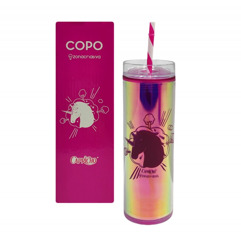 COPO COM CANUDO MODELO UNICÓRNIO EM PLÁSTICO 450ML REF: 10022708 COPO COM CANUDO MODELO UNICÓRNIO EM PLÁSTICO 450ML REF: 10022708