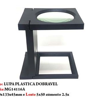 LUPA DOBRÁVEL 5X50 EM PLÁSTICO E LENTE EM ACRÍLICO. LUPA DOBRÁVEL 5X50 EM PLÁSTICO E LENTE EM ACRÍLICO.